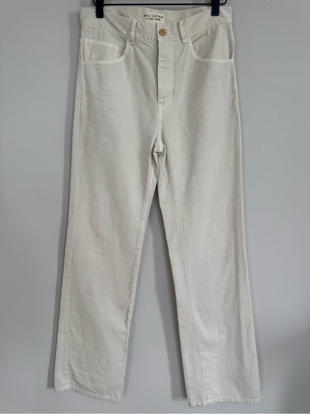 Nili Lotan Mitchell Pant Creamy Ivory Cotton Straight Leg Quiet Luxury Size 00